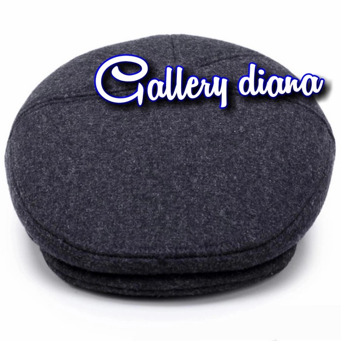 topi flat cap unisex topi painter vintage woll polos Import - Hitam