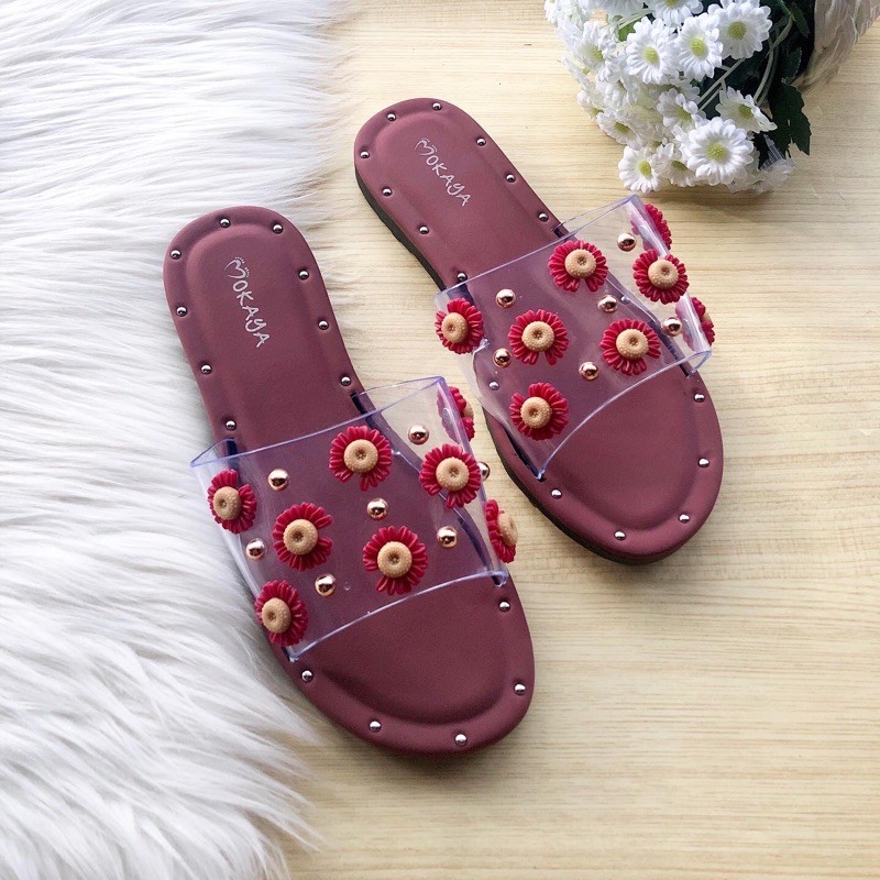 Sandal Slop Mika Bunga Daisy BEST SELLER Import Mokaya 9077