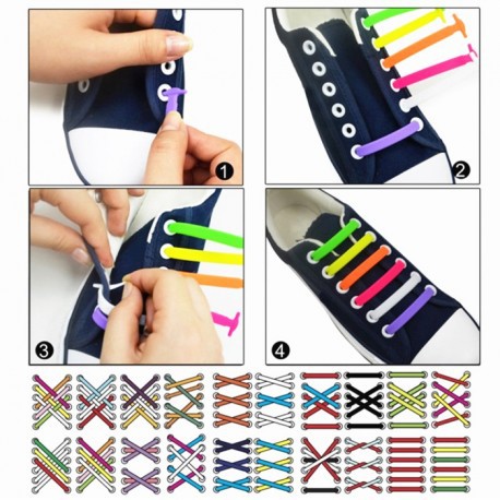 Tali Sepatu Silikon 16 pcs Premium / Shoelace Silicone Tali Sepatu Sepasang Karet Babymaniashop