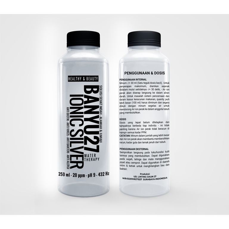 

Original Air Ion Perak Ag+ BANYU27 Ionic Silver Water Therapy Nano Partikel Antivirus Antibiotik Antibakteri Antialergi Antikanker 100% Alami 20 ppm pH9 432Hz 250ml