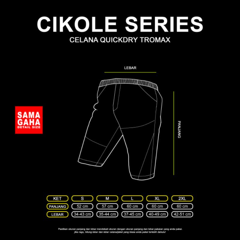 celana pendek quickdry lipat tromax Cikole - celana pendek quickdry tromax - celana pendek quickdry