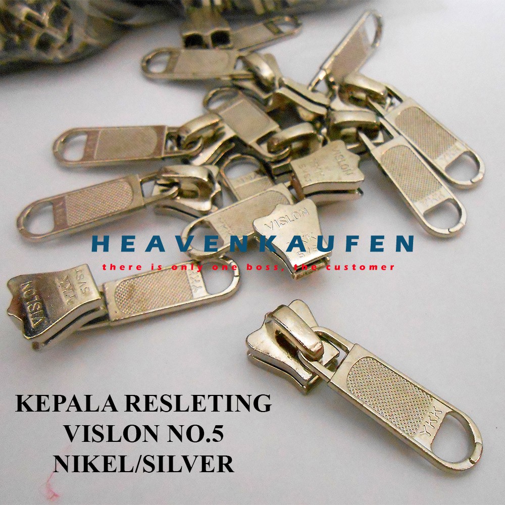 Kepala Resleting/Kepala Zipper Vislon YKK No 5 Silver Nikel