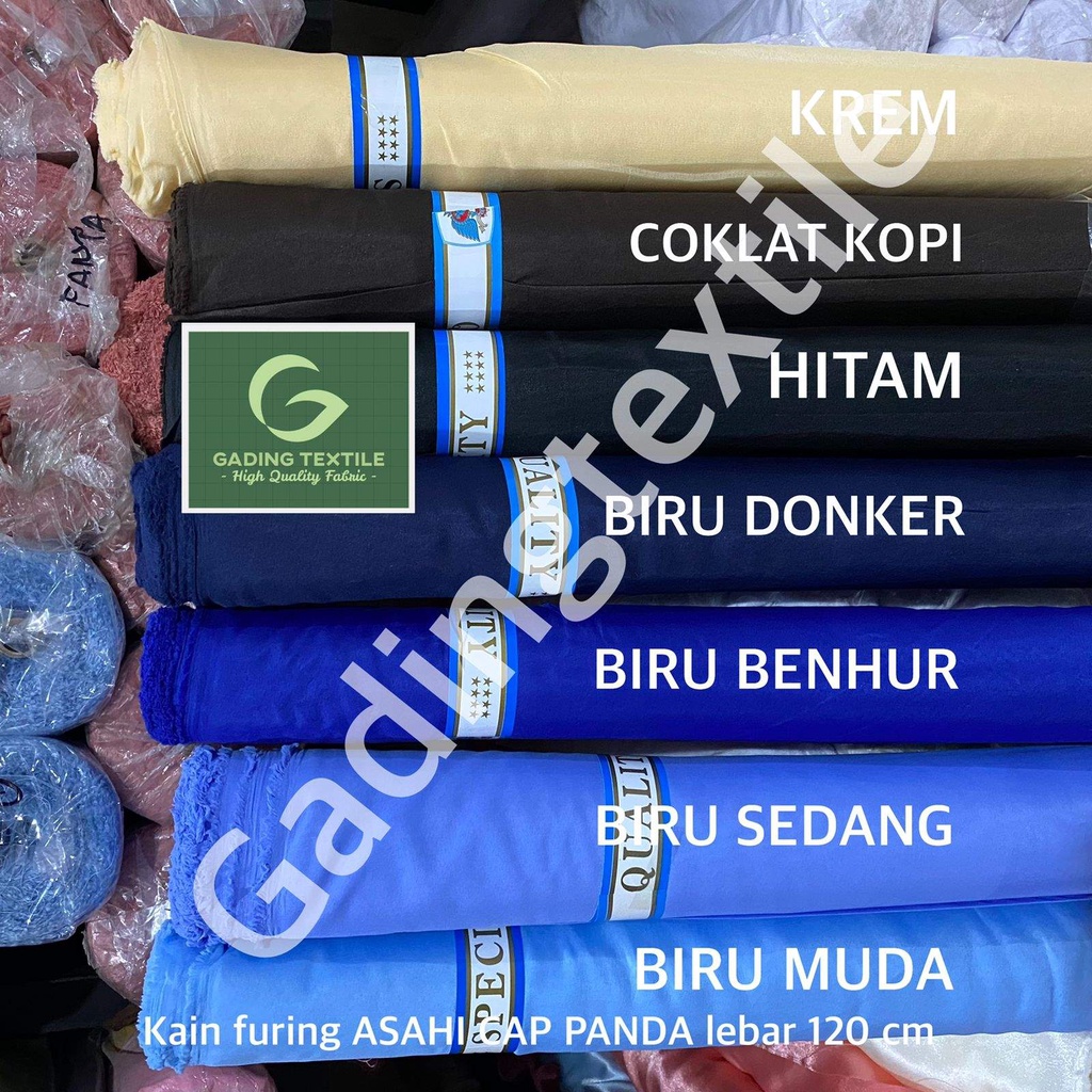 ( per 1 roll ) kain furing ASAHI CAP PANDA per roll gulungan bahan lapisan baju batik gamis background foto craft