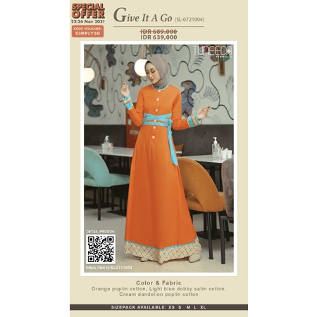 Simply Look SL-0721004 Fruitte Gamis Long Dress By Tuneeca Diskon Sale Promo