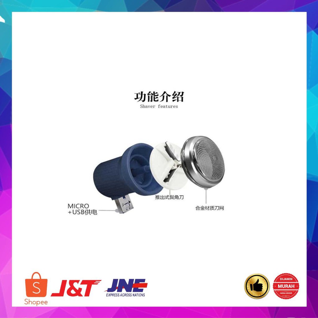 Murah Zuober Alat Cukur Jenggot Travel Portable USB Mini Trimmer