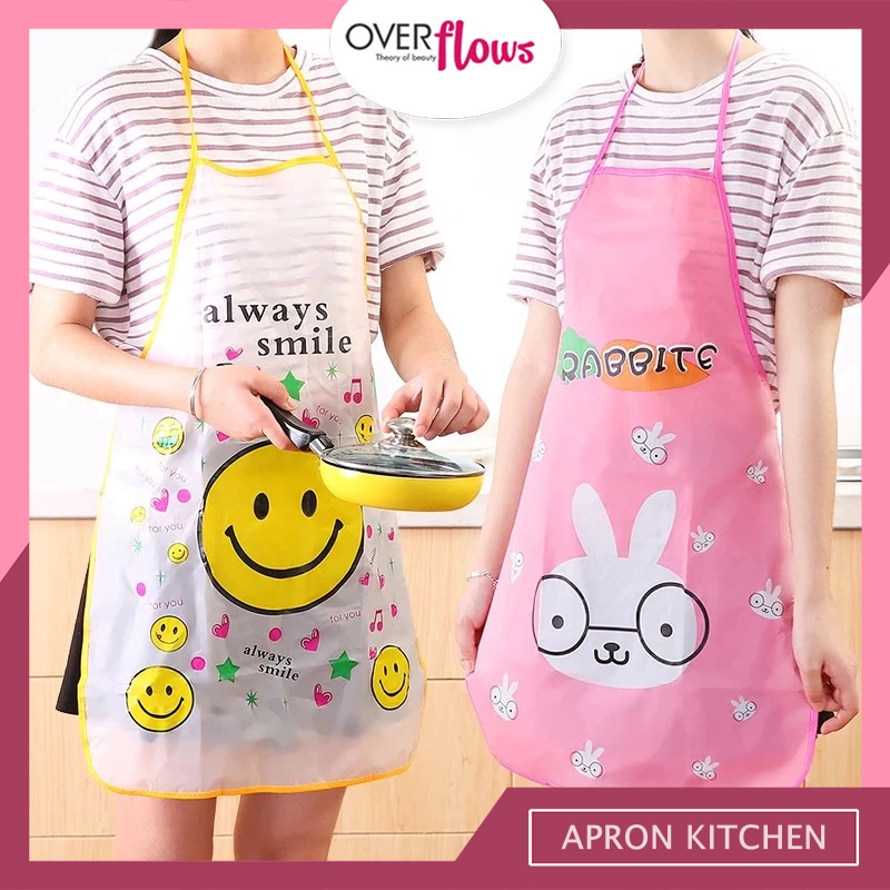 OVERFLOWS.ID Celemek Dapur Motif Kartun Anti Air Apron Kitchen Clemek waterproof