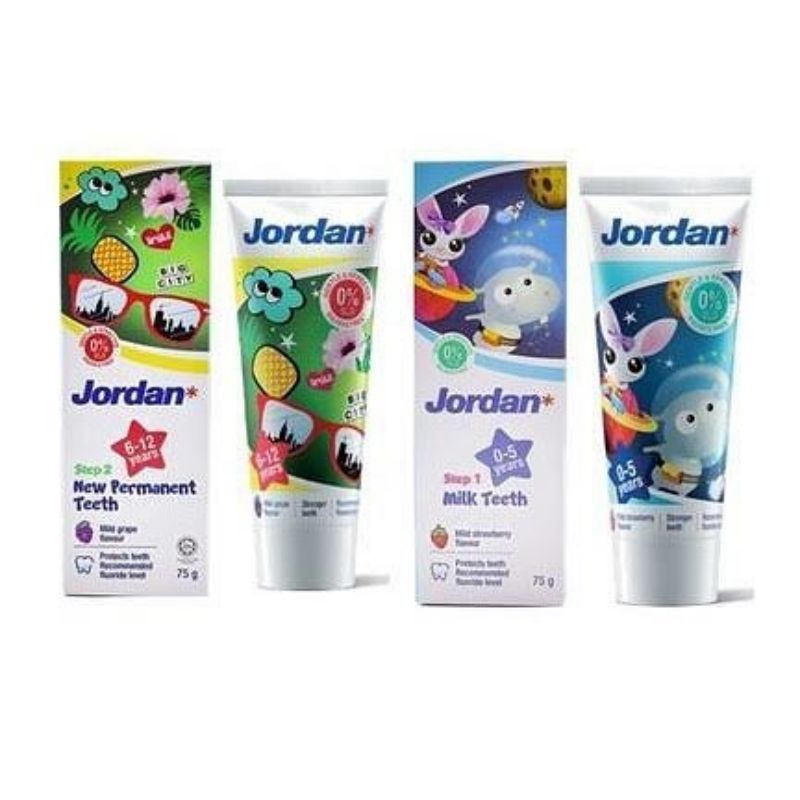 Jordan Kids Toothpaste Jordan Oral Care Kids Toothpaste Step 1 Step 2 Pasta Gigi Jordan - Kabakids Store