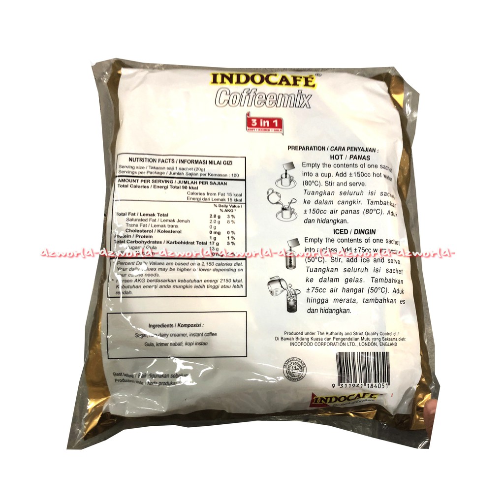 Indocafe Coffeemix 100sachet Dengan Gula Coffee Kopi Gula Kopi Instan Kopi mix Indo Cafe Cofee 3in1 3 in 1 Cofemix isi 100pcs