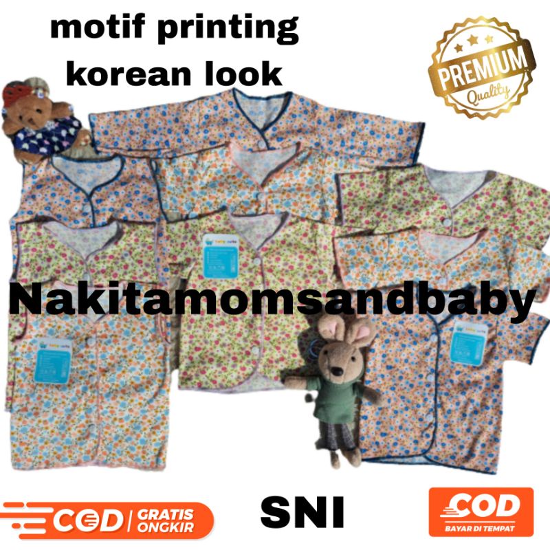 Paket Baju Bayi celana bayi Printing korean Look 9 pcs SNI promo 9.9