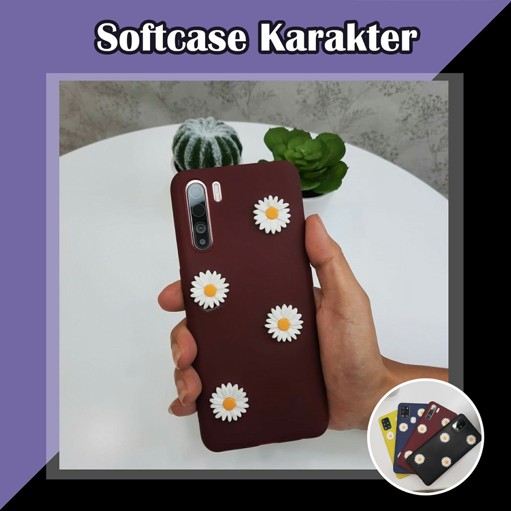 Softcase Flowers Karakter Samsung A12 A02S A30 A50 A51 J7 A7 A5 A6 2018 M11 M30S - Kesing Hp Samsung-Maroon
