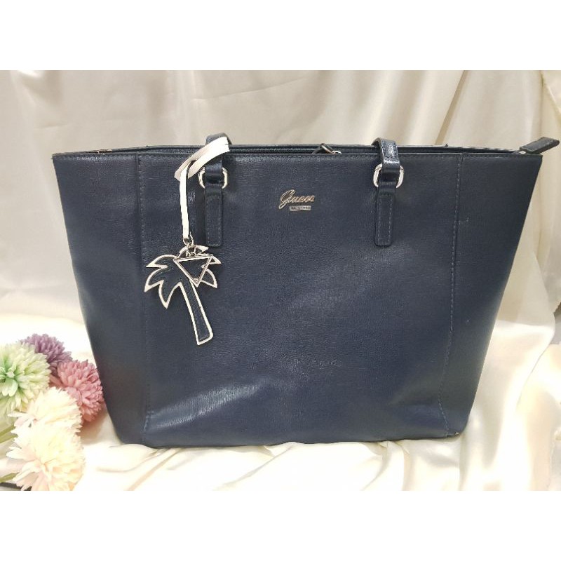 Promo 2.2 Flash Sale Tas Preloved Tote Bag Guess Original 100% Navy
