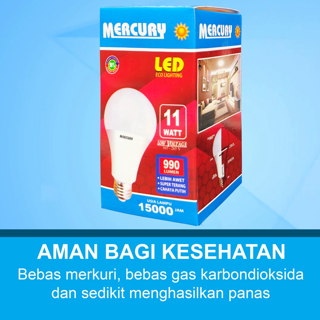 MERCURY LIGHTNING 11W Bohlam LED A Bulb Lampu LED 11 Watt 11 W GARANSI 3 THN ORIGINAL