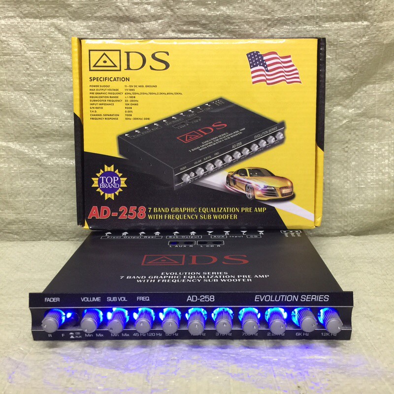 PARAMETRIK/PREAMP EQUALIZER ADS AD-258 WITH FREQUENCY SUBWOOFER, BISA PAKAI DIRUMAH