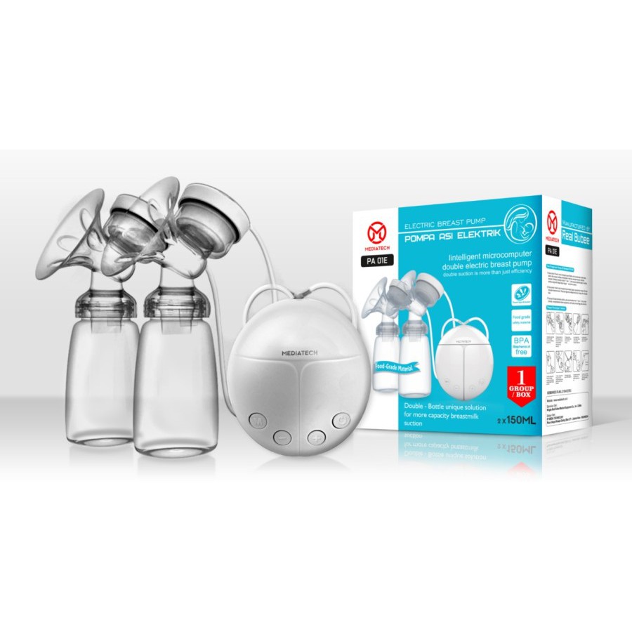 Mediatech Pompa Asi Elektrik Ganda BPA Free Breast Pump Real Bubee GARANSI