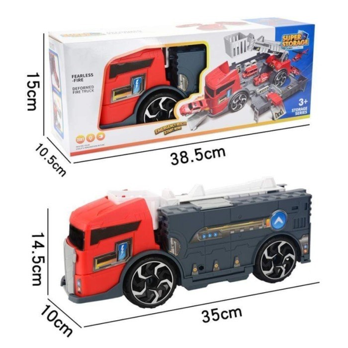 Mainan Mobil Fire Truck Deform 2 in 1 Truck Storage Truk