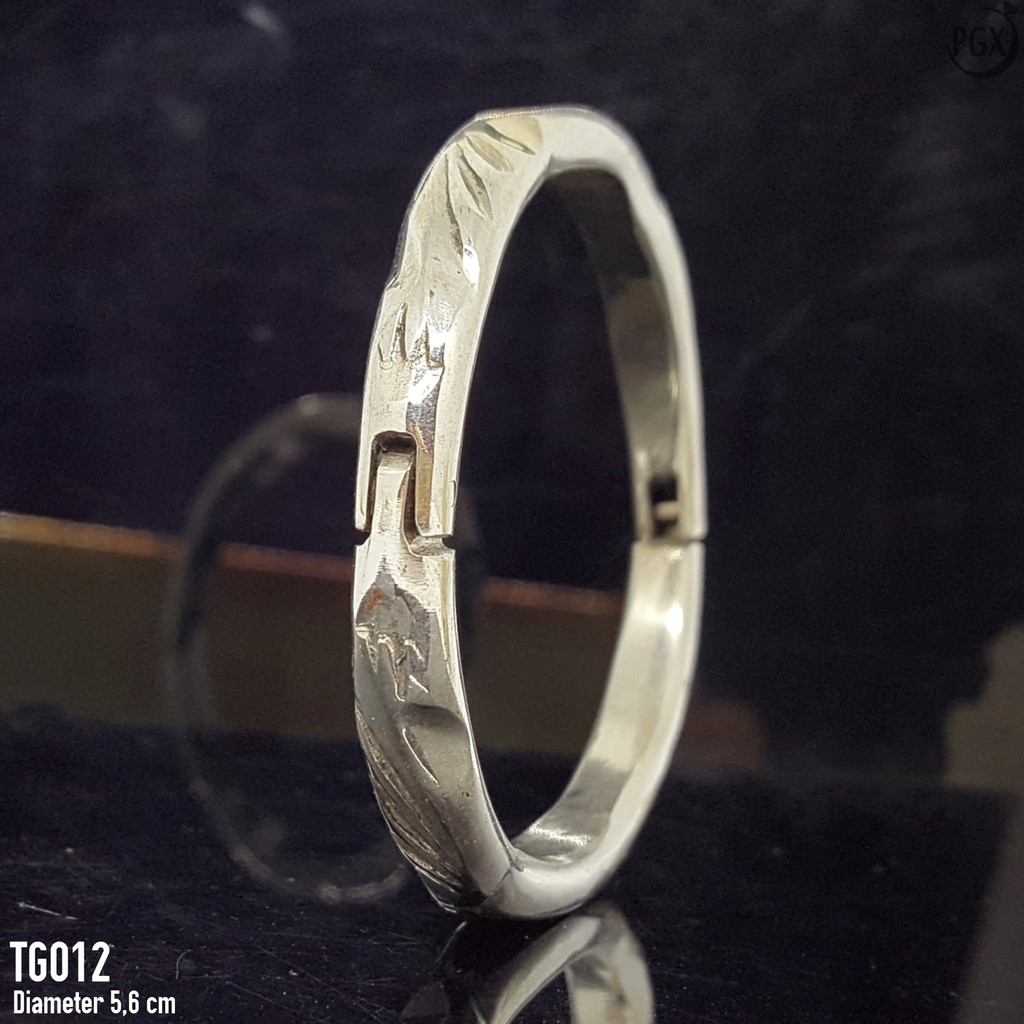 PGX Gelang Bangle Baja Putih Titanium Aksesoris Fashion Perhiasan Premium - TG012