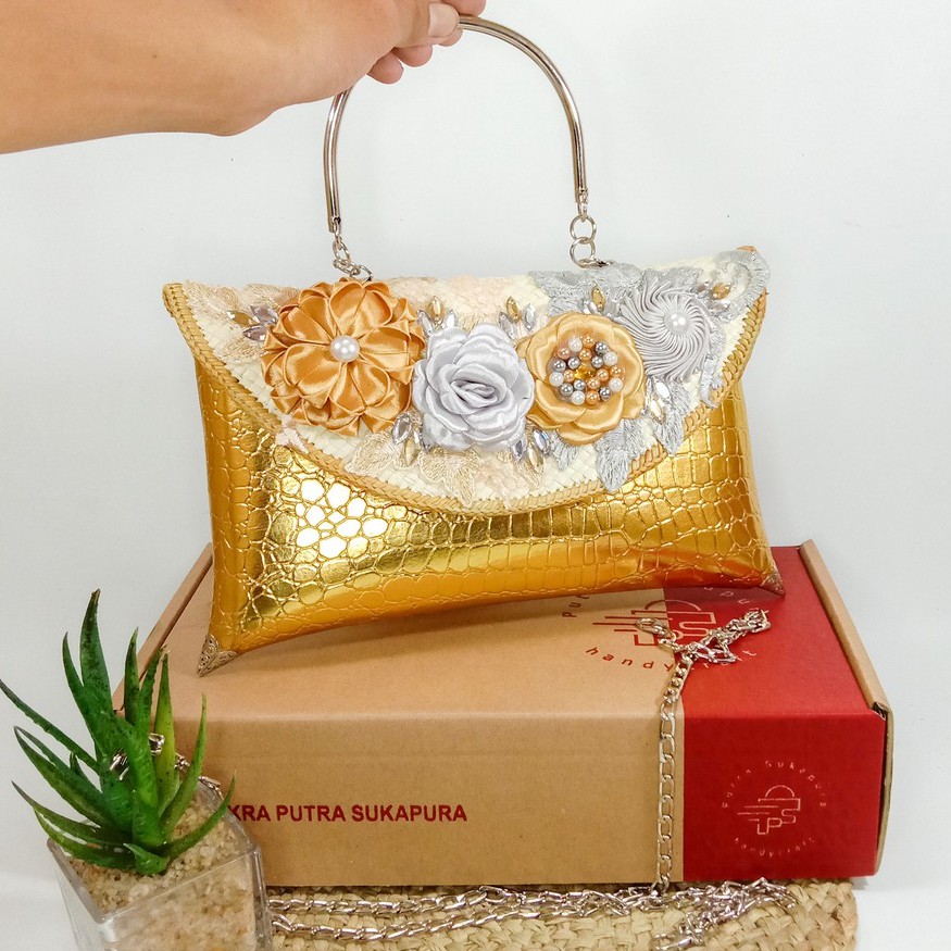 Putra Sukapura Handycrafy Clutch Pesta Tas Pesta Brokat Crocodile
