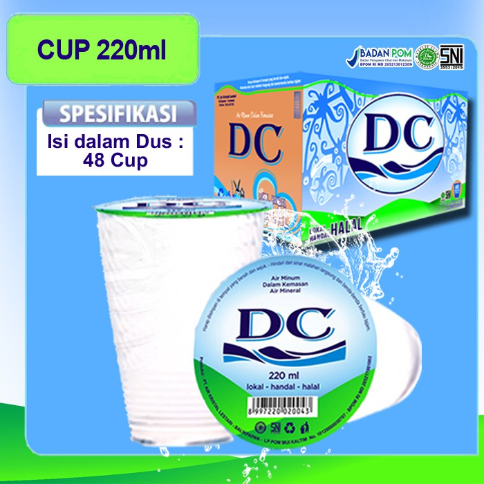 

DC Air Minum Air Mineral Kemasan Cup 220ml isi 24 cup/dus