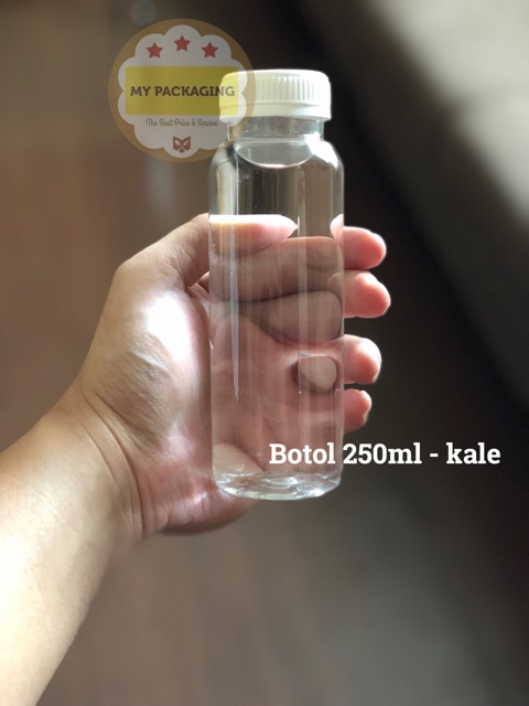 Botol plastik kale 250ml TEBAL + Tutup (harga per pack isi 10 botol)