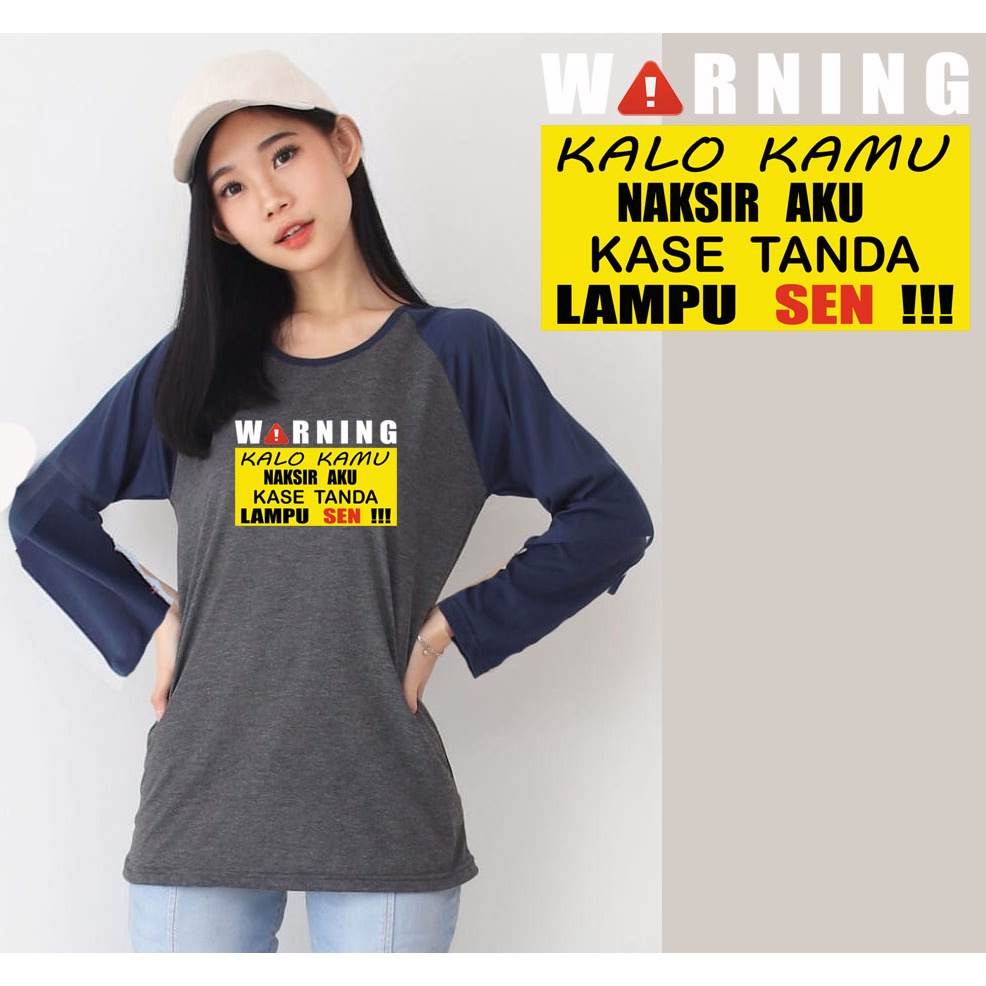 Kaos Raglan Abu Tua Lengan Panjang Gambar &quot;Naksir&quot;