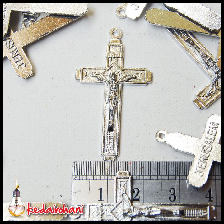 BANDUL SALIB LOGAM BAHAN SOUVENIR KALUNG ROSARIO - YESUS - JERUSALEM
