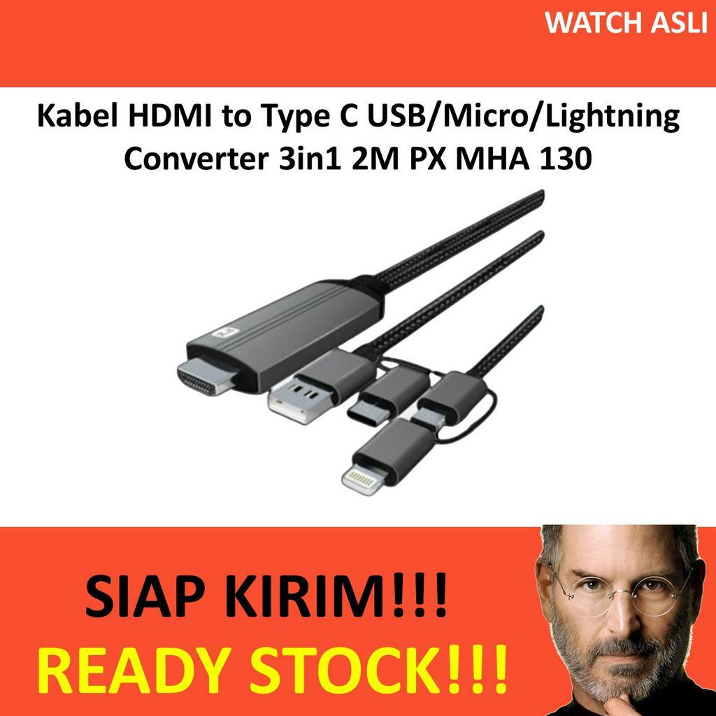 Kabel HDMI to Type C USB/Micro/Lightning Converter 3in1 2M PX MHA 130