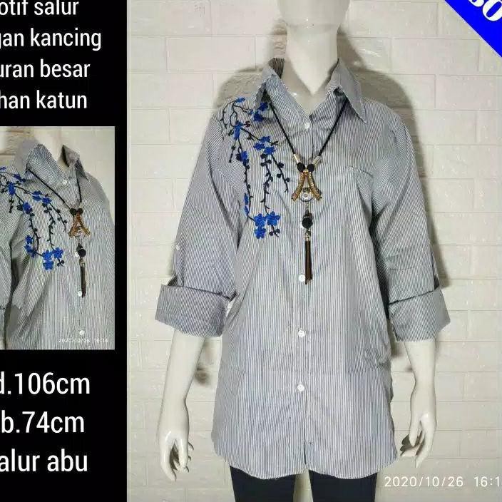 ➢ KEMEJA JUMBO WANITA MOTIF BUNGA ♥