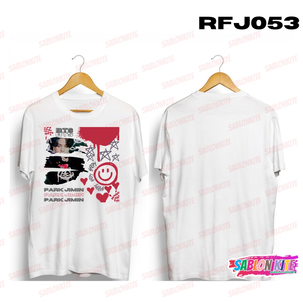 MURAH!!! KAOS KPOP PARK JIMIN SMILEY PAINT RFJ053 COMBED 30S