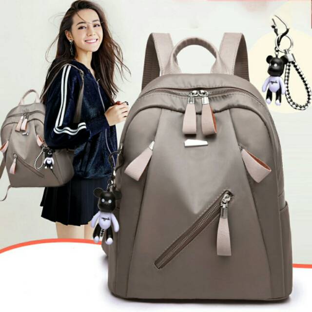 JS_TAS RANSEL ANTI AIR BACKPACK WANITA HITAM MOTIF ZIPPER KOREA KULIAH SEKOLAH KERJA TA126B5 STEIN