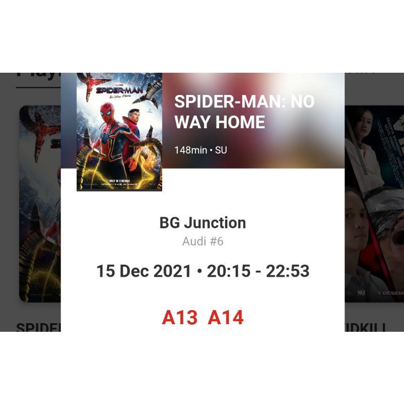 tiket cgv tanggal 15 spiderman no Way home sweetbox