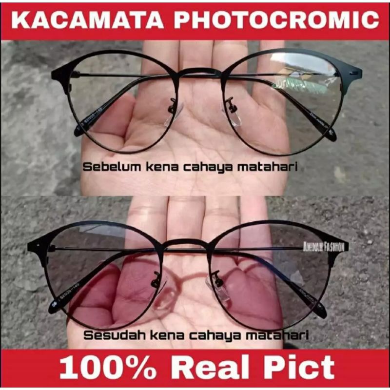 COD KACA MATA PHOTOCROMIC ASLI ORI Kacamata fashion wanita pria style bahan titanium quality import