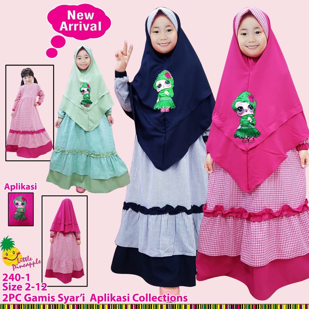  Baju  Muslim anak  Perempuan  Little Pineapple LP Jilbab 