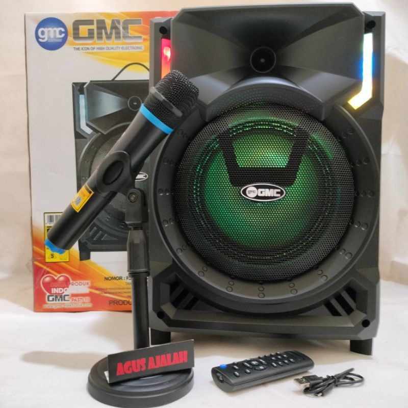    cod speaker bluetooth fortable mp3  salon aktif gmc 897h 8inchi speaker mik karaoke free mik wire