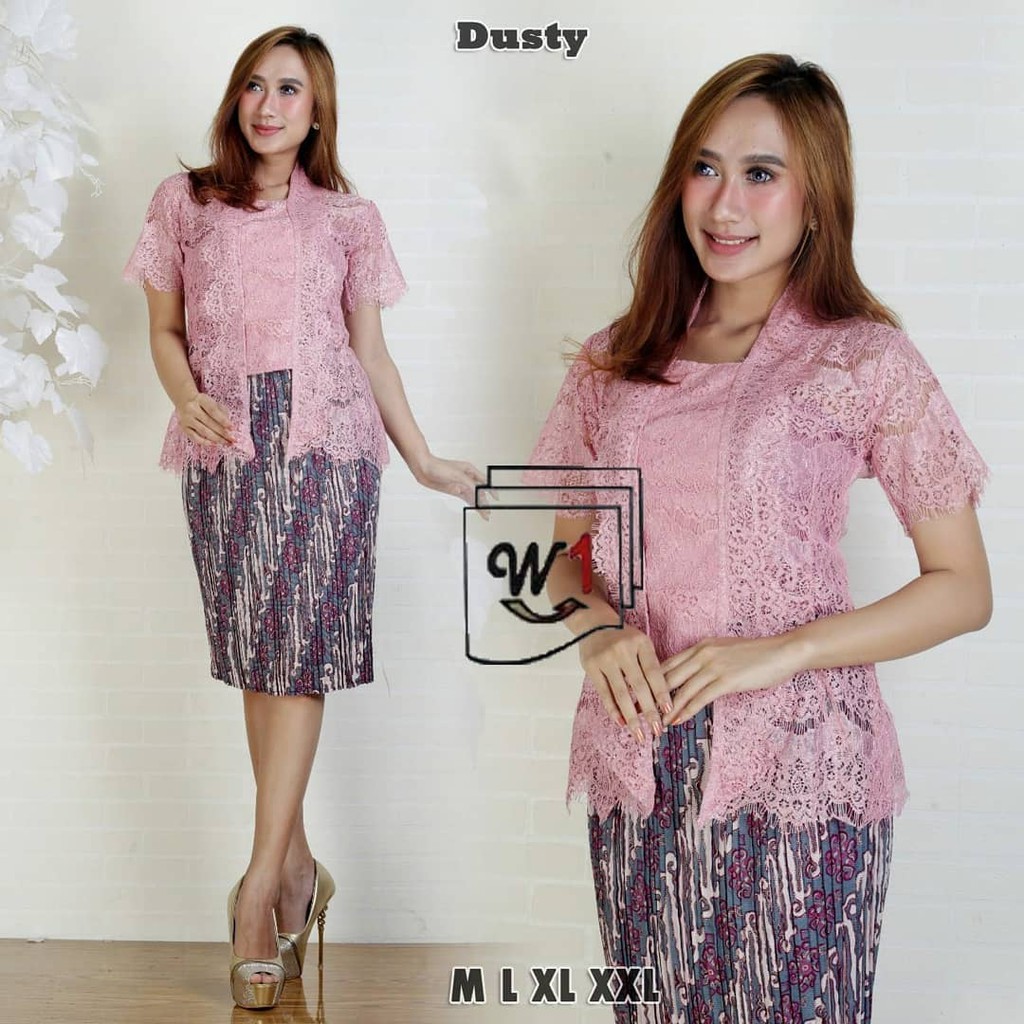 Kebaya Modern Brukat Kutu Baru / Kutubaru Pendek Dusty Pink