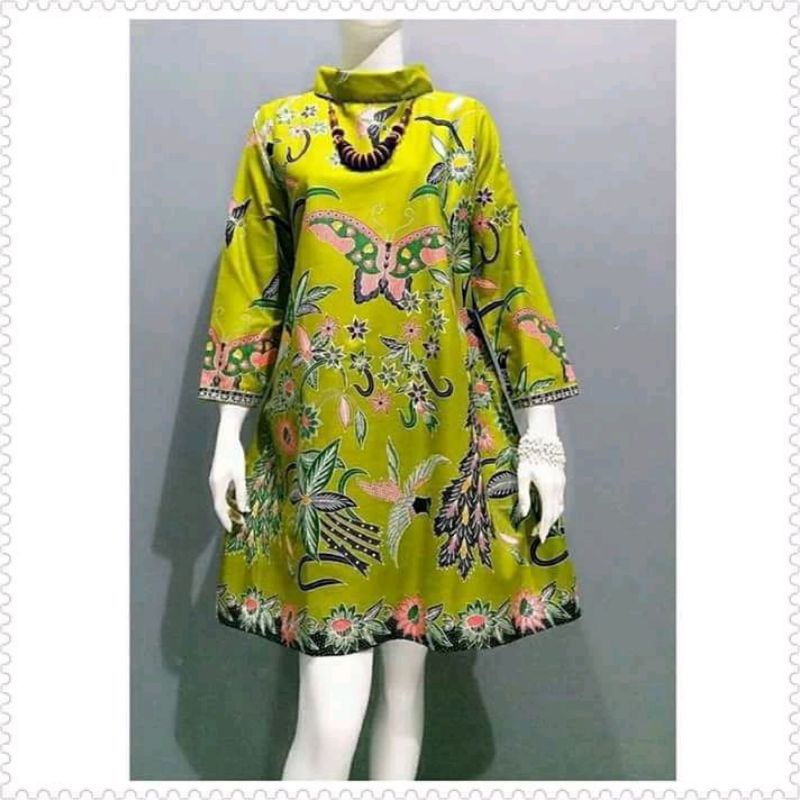 ATASAN WANITA TUNIK BATIK CANTIK KEKINIAN TERBARU PAKAIAN WANITA TUNIK BATIK MODERN 005