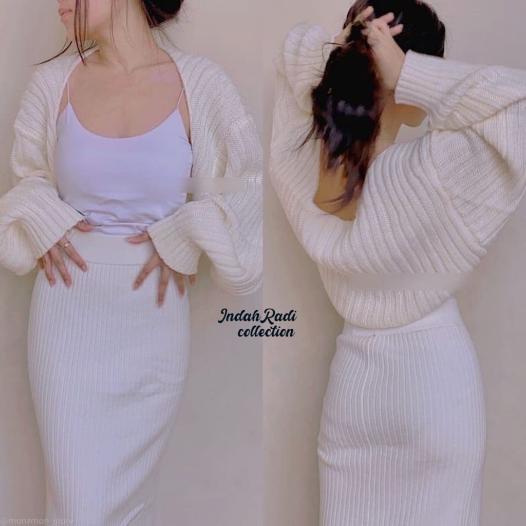 BALERO CROP RAJUT OVERSIZE TEBAL OUTER CARDIGAN KNIT LIAM WANITA