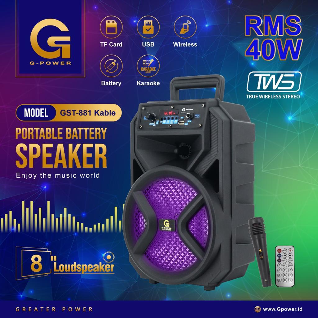 G-Power GST 881 kable Speaker Portable 8 Inch Free 1 Microphone Kabel Garansi Resmi