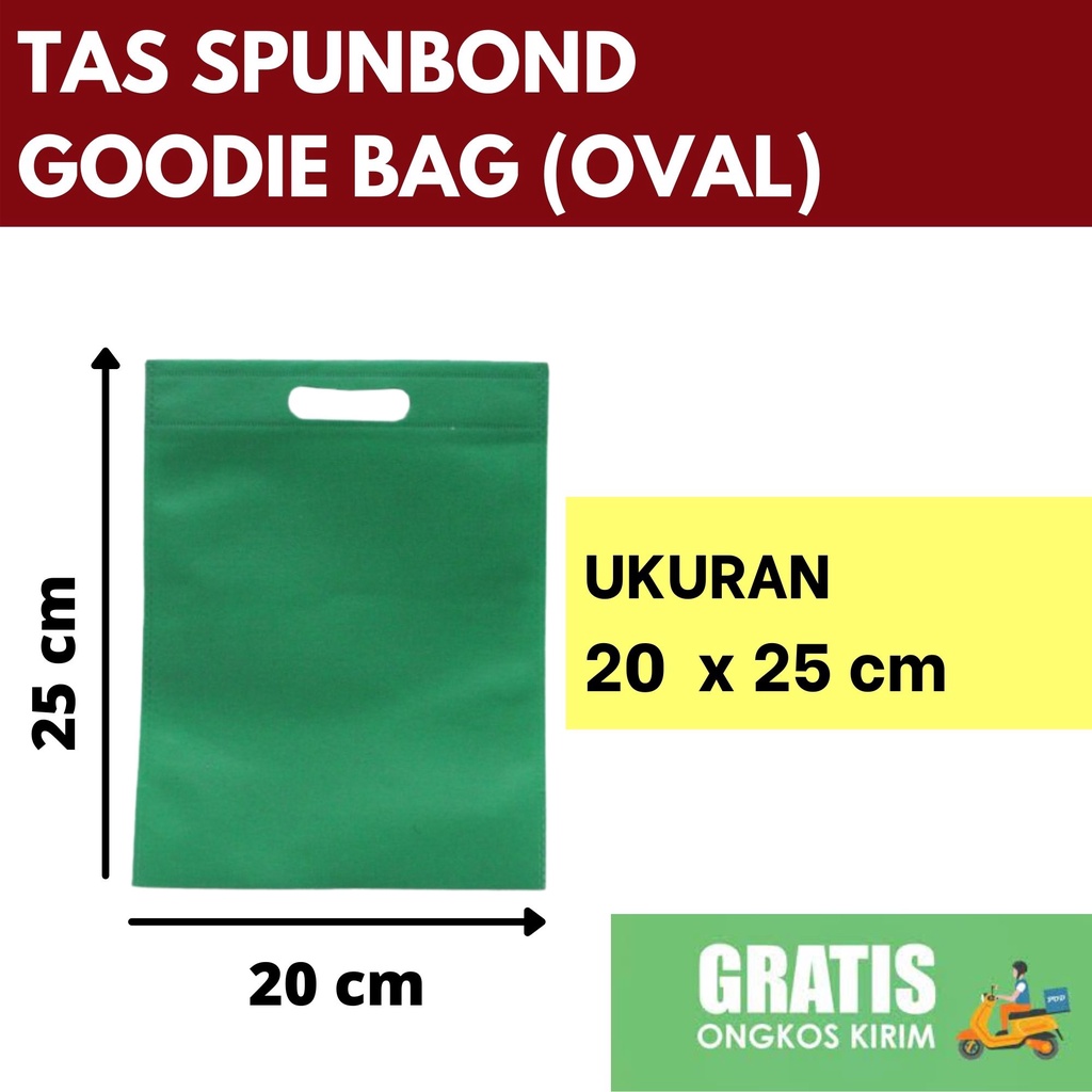 

TAS SPUNBOND OVAL GOODIEBAG 20X25 cm HIJAU TUA /Tas Belanja/Tas Ultah