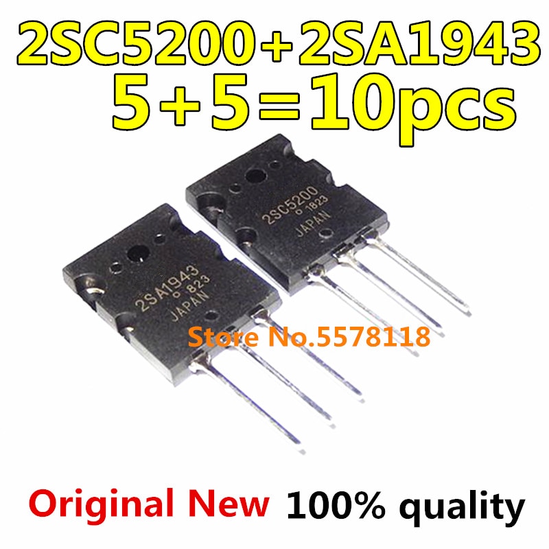 10pcs Ic 2sa1943 + 2sc5200 To-3Pl = 5 Pasang / 5pcs C5200 + 5pcs A1943