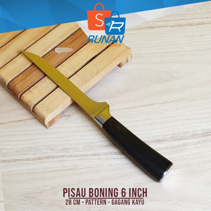 Pisau Boning Knife Chef 28cm - Pisau Fillet Ikan Knife Damaskus 6inch