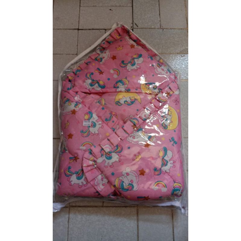 Selimut bayi katun topi / blanket baby karakter / Kain penghangat bayi new born