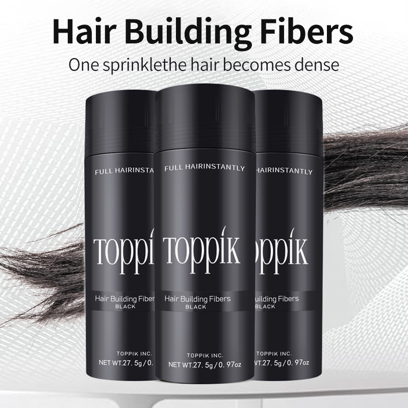 Hair Building Fibers toppik 27.5 gram original usa bubuk fiber untuk penumbuh rambut kebotakan (Penebal Rambut 100%) - Hitam