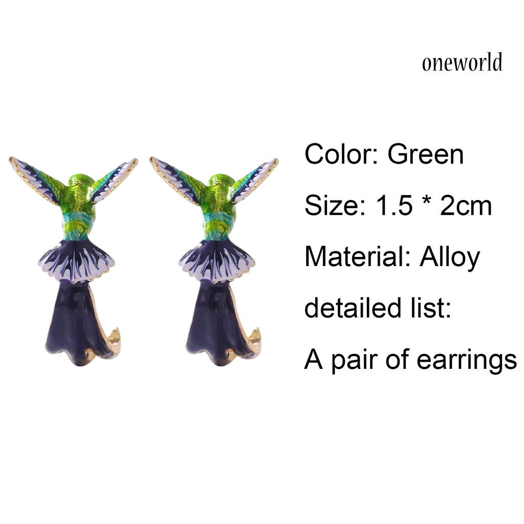 OW# 1 Pair Earring Hummingbird Pattern Versatile Alloy Drop Dangle Earrings for Women