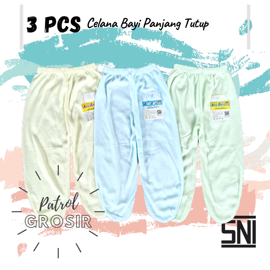 3 PCS Celana Panjang Bayi tutup | SNI | New Born