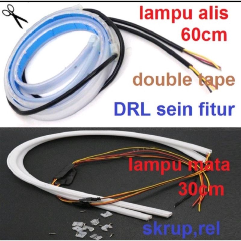 Lampu Alis LED DRL Lampu Runing Turning Mata Headlamp Mobil Lampu Depan Kepala Motor Sein 12V
