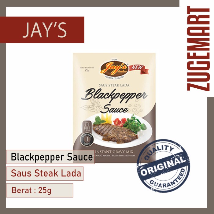 

Jay's Instant Gravy / Black Pepper / Saus Steak Lada Hitam - 25Gram