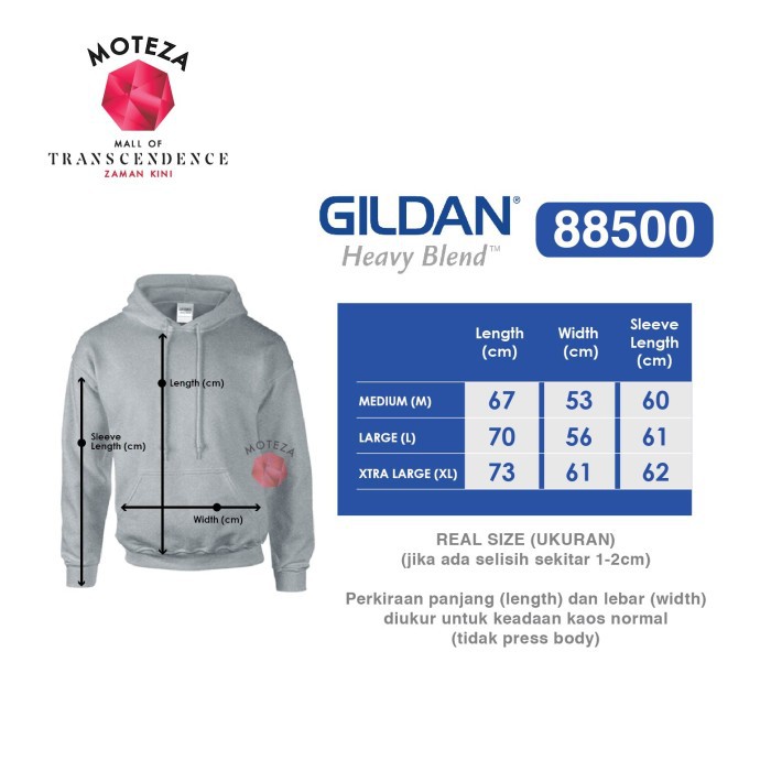 Moteza Jaket Sweater Hoodie Polos Original - GILDAN Heavy Blend 88500 - WARNA