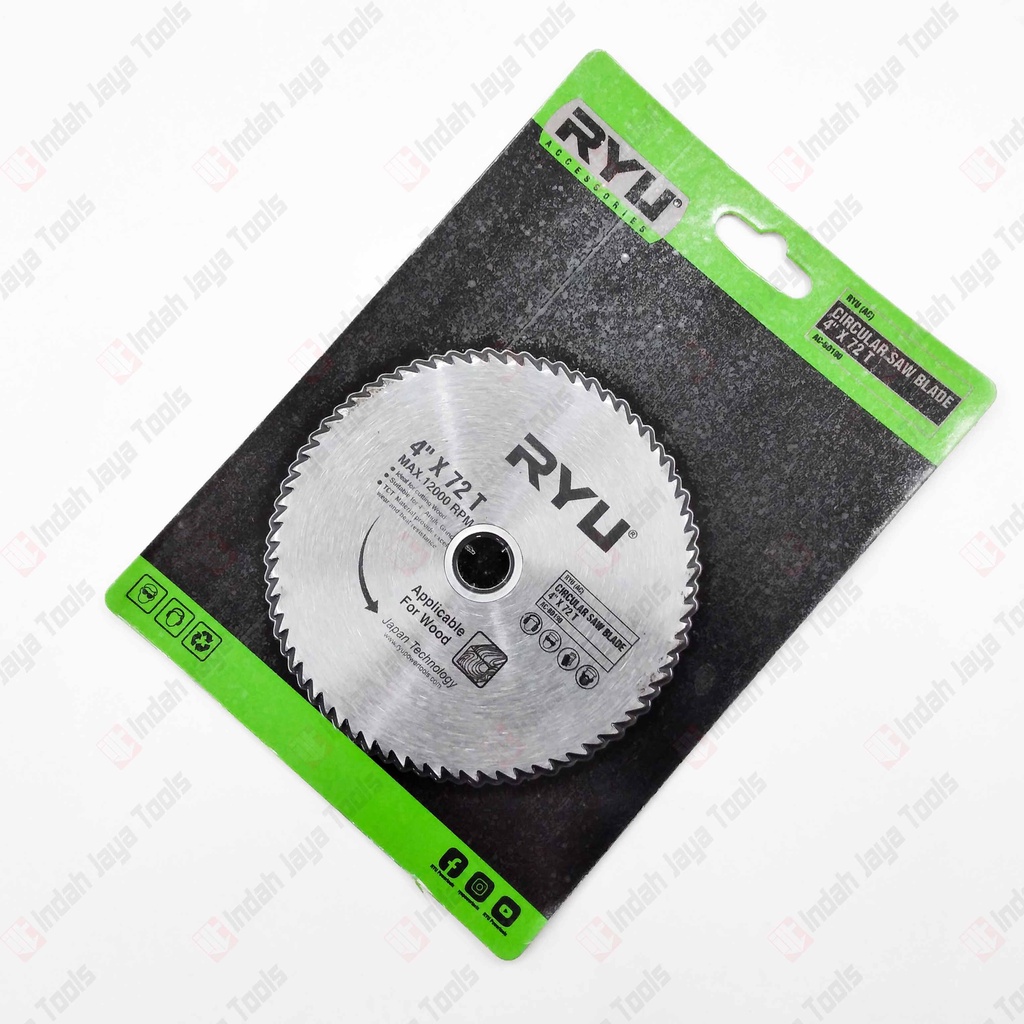 RYU 4&quot; X 72T Mata Pisau Potong Kayu 4 Inch Circular Saw Blade 72 T