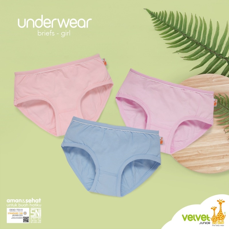 Velvet Underwear/Boxer Anak Girl - Celana Dalam Anak isi 3