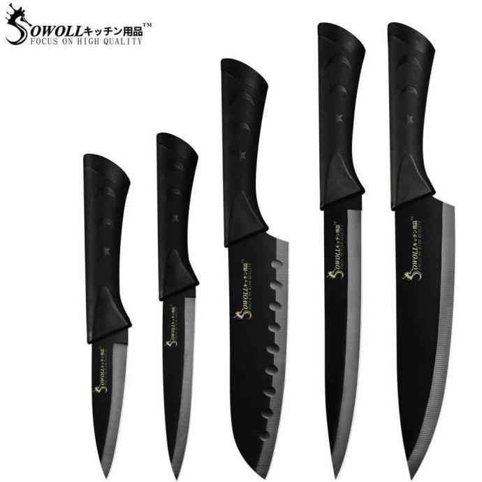 

Set Pisau Dapur Kitchen Knifes Stainless Steel 5 Pcs Hitam Marketmeychi